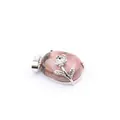 Elegant natural pink rhodonite stone pendant necklace with silver flower charm - Rhodonite Pendant (Rose Flower Style)