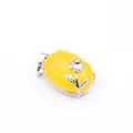 Elegant yellow topaz oval pendant necklace with delicate silver flower and leaf decoration - Yellow Topaz Pendant (Rose Flower Style)