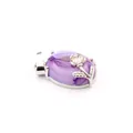 Elegant natural purple agate stone pendant necklace with dainty silver flower detail - Purple Agate Pendant (Rose Flower Style)