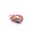 Natural goldstone pendant with elegant silver flower detail for jewelry necklaces - Goldstone (Rose Style)