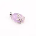 Exquisite natural oval amethyst pendant necklace featuring a delicate silver flower detail - Amethyst (Rose Style)