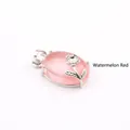 Natural pink crystal pendant in watermelon red with elegant silver flower overlay - Watermelon Red (Rose Style)