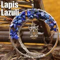Handgefertigter Lebensbaum-Anhänger mit Lapislazuli und Eulen-Charm. - Lapislazuli Anhänger