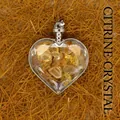 Elegante ciondolo a forma di cuore con frammenti di cristallo citrino naturale - Citrino