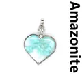 Ciondolo a forma di cuore con scaglie di cristallo di amazzonite naturale per gioielli - Amazzonite