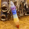 Handmade multi-color seven chakra crystal bullet pendulum pendant with natural stone layers - Multicolor Bullet (Pendant Only)