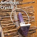 Hexagonal purple amethyst crystal column with pyramid base pendant on silver metal chain - Amethyst Pendulum With Chakra Chain / Purple
