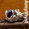 Amethyst dragon pearl pendant featuring intricate silver-plated dragon scale detailing. - Amethyst Pendant Only (Without Chain)