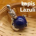 Vintage silver dragon pendant clutching a genuine blue lapis lazuli gemstone bead - Lapis Lazuli Pendant Only (Without Chain)