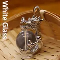 Silver dragon pendant holding clear white glass ball accessory for necklaces - White Glass Pendant Only (Without Chain)