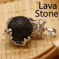 Intricately detailed silver dragon pendant clutching a textured black lava stone sphere - Lava Stone Pendant Only (Without Chain)