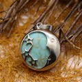 Elegant celestial moon and star necklace pendant featuring natural turquoise stone - Star and Moon Charm / 26x23mm / Turquoise