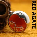 Red agate moon and star pendant in silver finish for elegant necklaces and jewelry gifts - Star and Moon Charm / 26x23mm / Red Agate