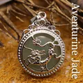 Collana con pendente a dragone cinese in avventurina verde e cornice traforata - Giada avventurina