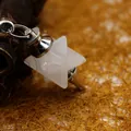 Merkabah star pendulum pendant made of natural white crystal with silver metal cap - White Crystal