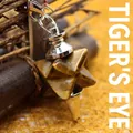 Natural tiger's eye stone merkaba star pendant necklace for meditation and healing - Tiger's Eye