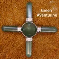 Green natural aventurine energy generator with four points and center sphere for feng shui - Green Aventurine