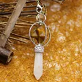 Natural tiger eye Merkaba star and clear white crystal hexagonal pendulum pendant for dowsing - K9 / Tiger's Eye
