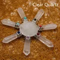 Seven-star white crystal hexagonal pillar grid for healing and home decor - K9 / White Crystal