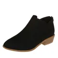Women's black suede pointed toe ankle boots with low chunky heel and back zipper - 36 / Black Velvet