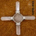 Handcrafted clear quartz crystal cross wand energy healing ornament decoration - White Crystal