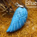 Collana con ciondolo a forma di ala in pietra turchese blu fatta a mano per donne - Ciondolo Ala Turchese Blu Solo / Blu verde