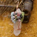 SKU 9 - Pendentif pointe en cristal clair avec arbre de vie en cuivre torsadé - Style 9