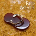 Creative flip-flop pendant made of red agate stone with silver wavy straps design - Red Agate