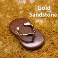 Elegant silver-tone flip-flop charm pendant with a shimmering gold sandstone base inlay - Gold Sandstone