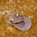 Opalite gemstone flip-flop slipper pendant charm with textured silver-toned wavy metal straps - Opal