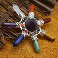 Seven chakra crystal star ornament with amethyst center and colorful prism stones - Amethyst Style (aljylb384) / Purple