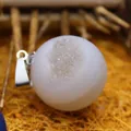 Natural pale purple agate geode sphere pendant necklace with metallic silver bail detail - Druzy Opening (aljylp409) / Purple White