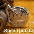 Rose Quartz hollow pentagram pendant in silver finish - Rose Quartz