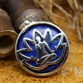 Ethnic lapis lazuli pendant with silver lotus meditation design variant - Lapis Lazuli