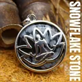 Ethnic silver lotus meditation pendant with natural snowflake obsidian stone inlay for necklace - Snowflake Obsidian