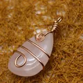 Handmade rose gold wire wrapped rose quartz crystal water drop pendant for women jewelry - K9 / Rose Quartz
