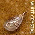 Elegant handmade rose gold wire wrapped clear white crystal teardrop pendant for women - K9 / White Crystal