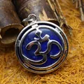 Handcrafted ethnic silver-tone pendant featuring blue lapis lazuli and Om symbol - Lapis Lazuli