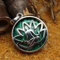 Ethnic style lotus meditation pendant necklace with natural green malachite stone inlay - Malachite