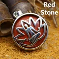 Ethnic style red jasper pendant necklace with silver lotus meditation figure design - Red Jasper