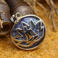Ethnic style silver plated blue spot jasper stone lotus yoga meditation pendant necklace - Blue Spot Stone