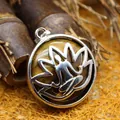 Ethnic style lotus flower meditation pendant necklace with tiger's eye stone - Tiger's Eye