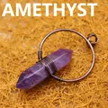 Hexagonal amethyst prism pendant with copper wire wrapping on straw background - K9 / Amethyst
