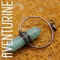 Handcrafted green aventurine hexagonal point pendant necklace with wire wrapped copper frame - K9 / Aventurine Jade