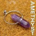 Handcrafted amethyst hexagonal crystal point pendant wrapped in silver wire with hoop - Purple Amethyst Pendant