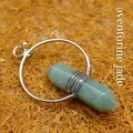 Green aventurine hexagonal pillar crystal pendant with intricate silver wire wrap design - Aventurine Pendant