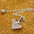 White opal crystal pendulum pendant top shape with silver chain for dowsing - White Crystal