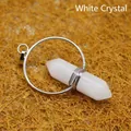 Exquisite white quartz crystal hexagonal pillar pendant with silver circular wire wrap - Clear Crystal Pendant