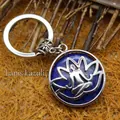 Eleganter silberner Lotusblumen-Anhänger Schlüsselanhänger mit blauem Lapislazuli-Stein - Lapislazuli