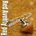 Handcrafted red aventurine gemstone spinning top pendulum pendant with delicate silver chain - Red Aventurine